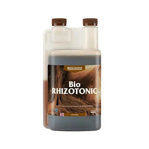 BioRhizotonic organic root stimulant bottle by BioCanna for hydroponic gardening
