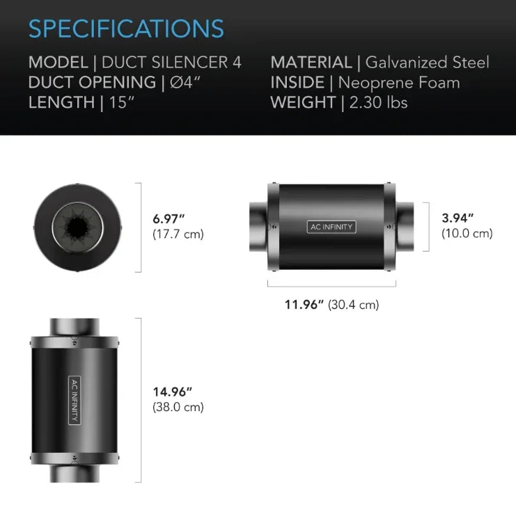 AC Infinity inline duct fan silencer