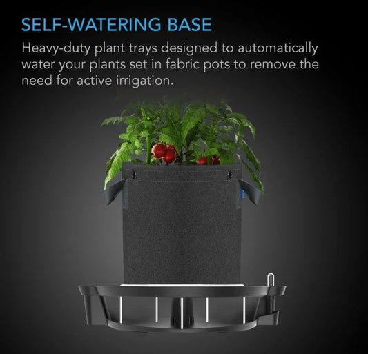 Self-Watering Fabric Pot Base, 4 Pack Potted plant stand features a patented design that delivers water to fabric pots