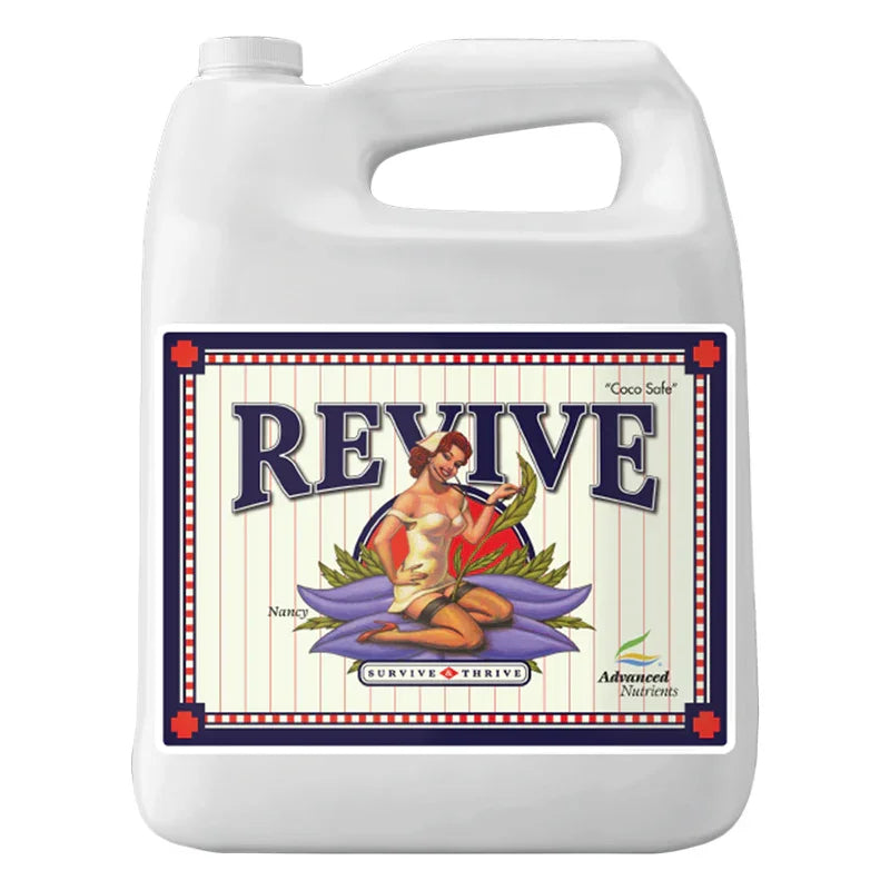 Large white bottle of Advanced Nutrients Revive hydroponic supplement