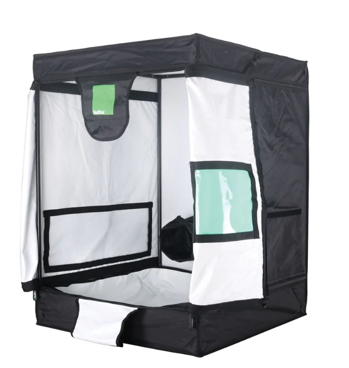 Portable indoor gardening tent with mesh sides on a white background