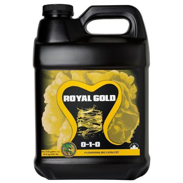 Royal Gold 0-1-0 Flowering Bio Catalyst nutrient bottle, 10L/2.6 gallon