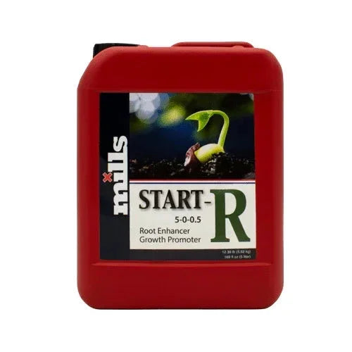 Mills Start R base nutrient with kelp, humic and fulvic acids for healthy vegetative growth and root development.