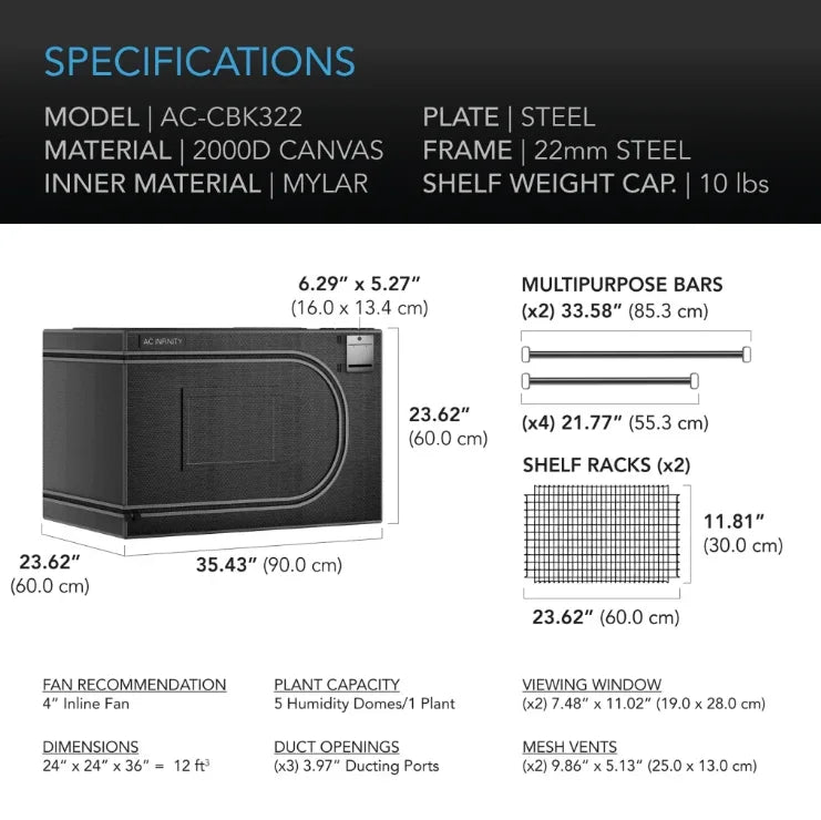 Cloudlab Advanced Tent - Default Title - DiscountHydro.com - 138.00 - AC Infinity, Grow Tent, Grow Tents > Grow Tents