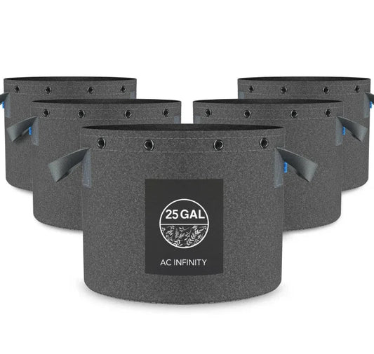 AC Infinity heavy duty fabric pots, suitable for growing a hydroponic courgette plant