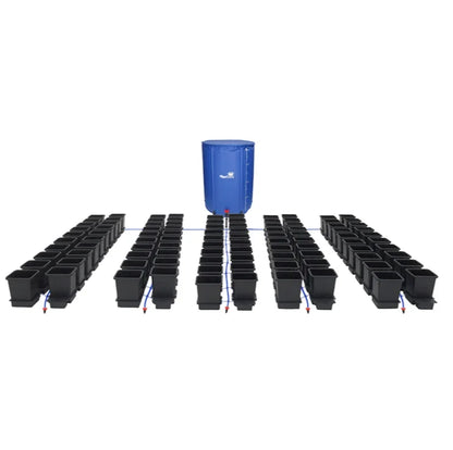 1Pot System 15L pots with reservoir, using the AQUAvalve to cycle plants through wet and dry periods automatically.