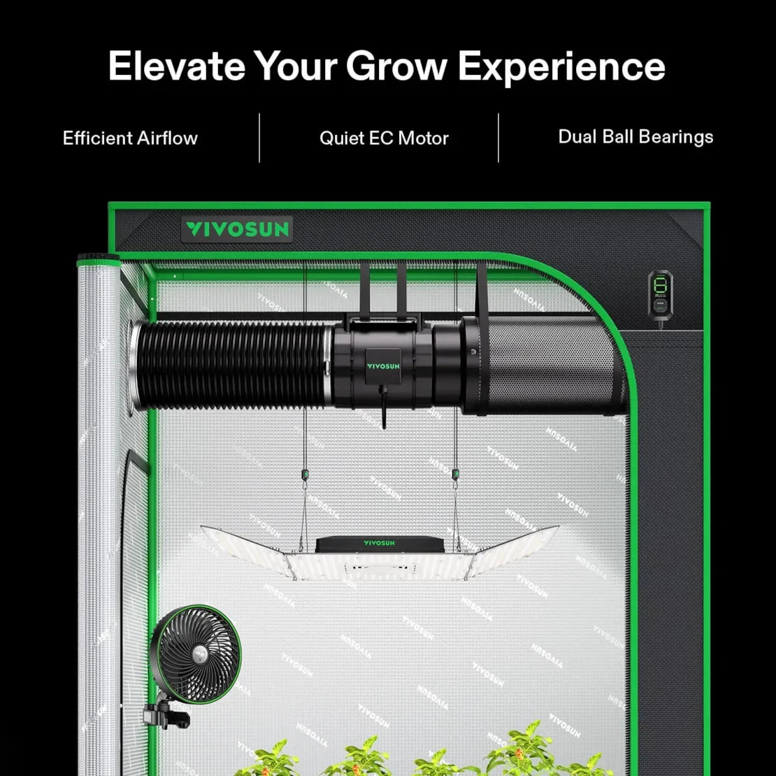 AeroZesh Inline EC Fan - S4 Inline EC Fan 4″ (353 m³/hr) + E12 Controller - DiscountHydro.com - 88.00 - Fans & Filters > Fan Controllers, Fans & Filters > Inline / Intake Fans, Vivosun