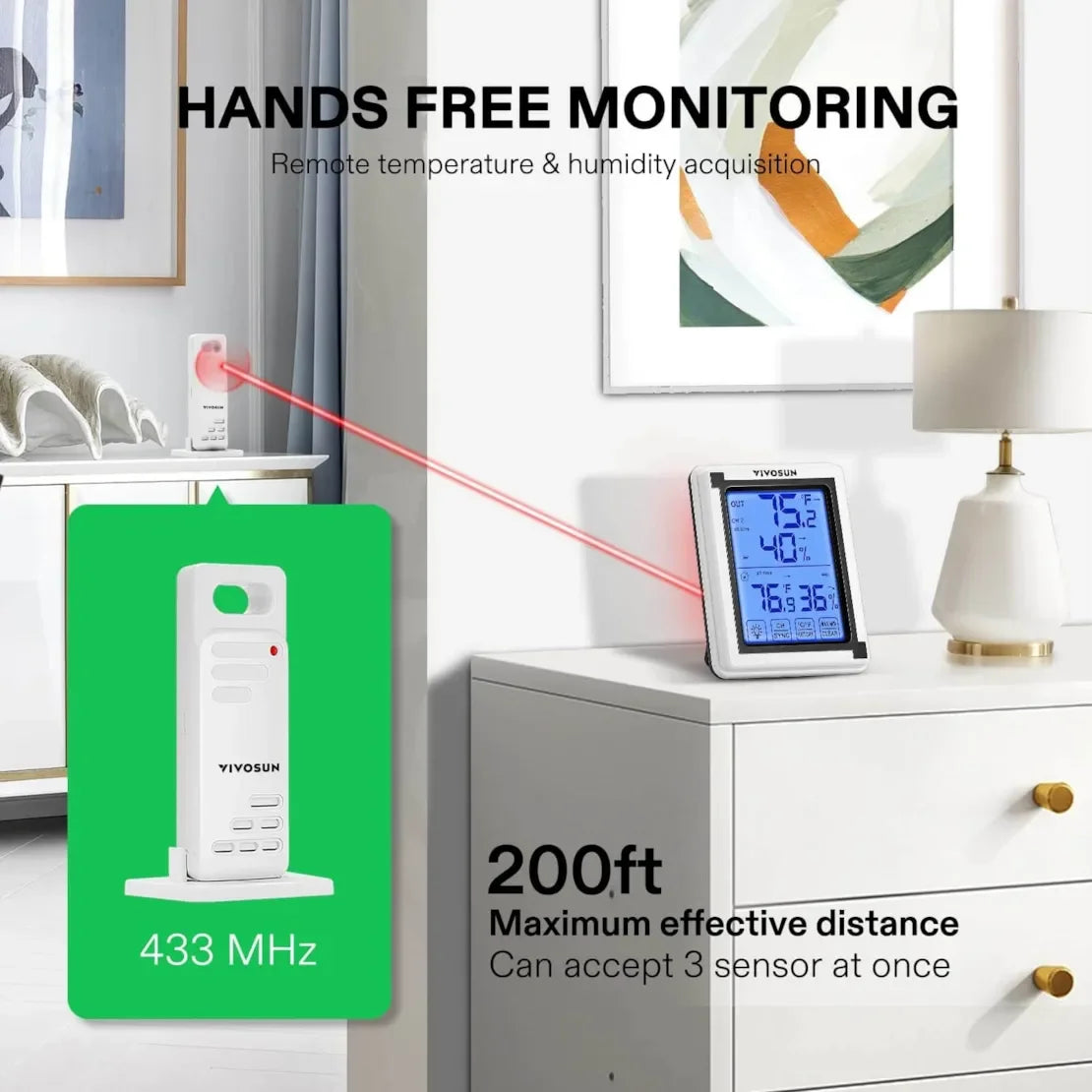VIVOSUN Wireless Thermometer and Hygrometer - Default Title - DiscountHydro.com - 44.00 - Environment Control, Environment Control > Thermometers & Hygrometers, Vivosun
