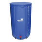 Blue inflatable storage tank with Flexi brand logo on a white background