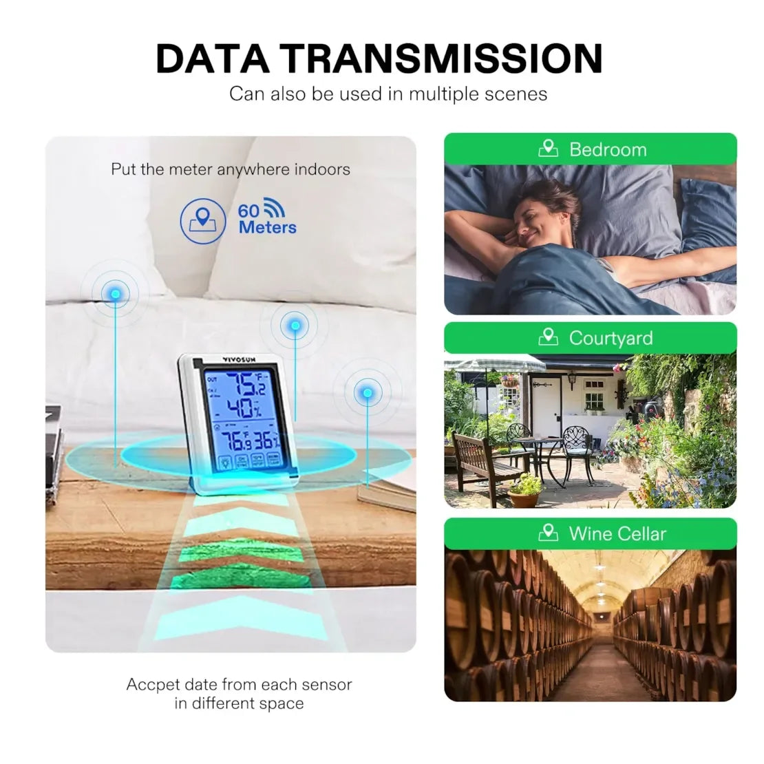 VIVOSUN Wireless Thermometer and Hygrometer - Default Title - DiscountHydro.com - 44.00 - Environment Control, Environment Control > Thermometers & Hygrometers, Vivosun