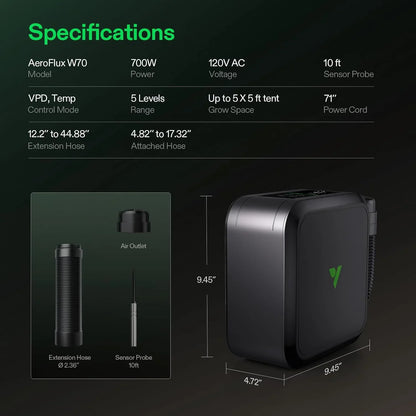 AeroFlux Smart Grow Tent Heater with VPD Control - 700W - Default Title - DiscountHydro.com - 109.00 - Environment Control > Heaters, Vivosun