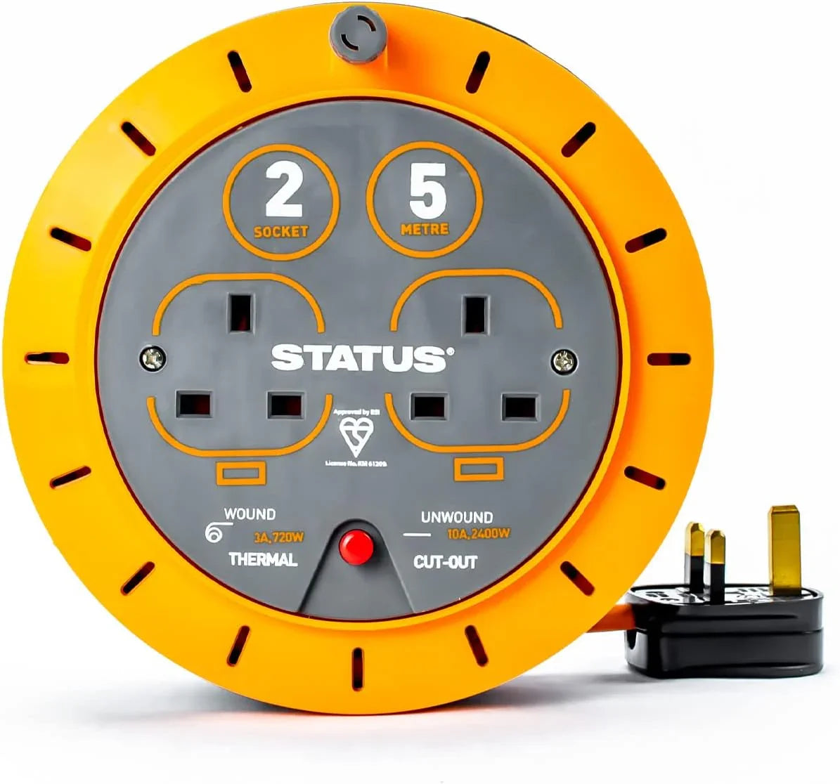 Status 2 Socket 5m 10a Cable Reel - Default Title - DiscountHydro.com - 14.99 - Tools and Accessories > Extension Leads