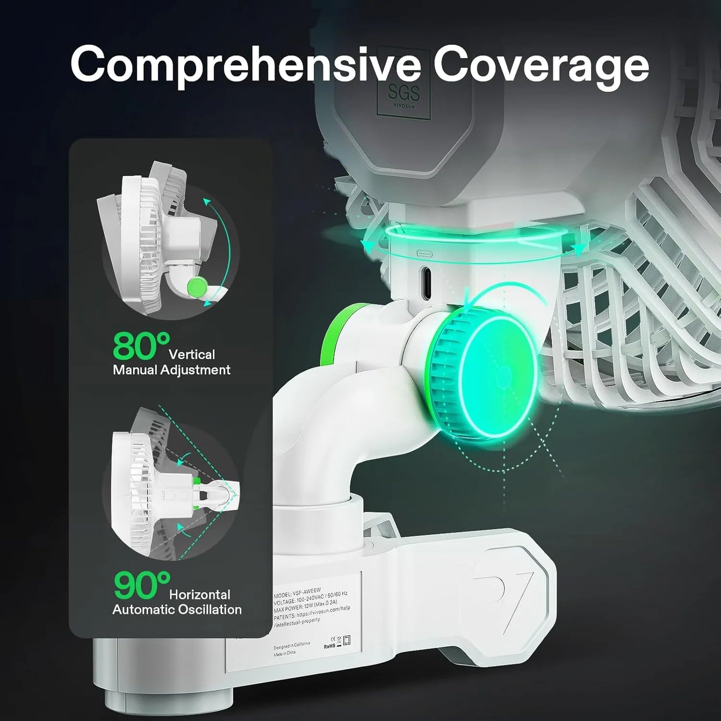 VIVOSUN AeroWave E6 WHITE 6″ EC Clip Fan – TWIN Pack