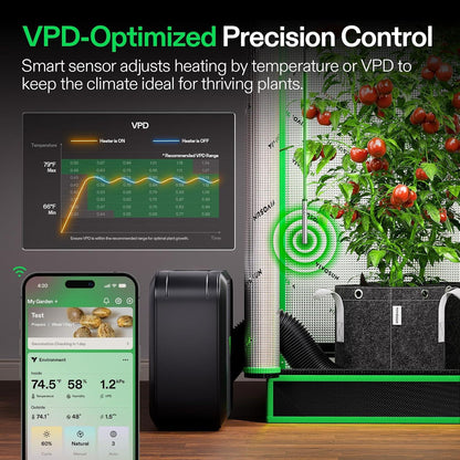 AeroFlux Smart Grow Tent Heater with VPD Control - 700W - Default Title - DiscountHydro.com - 109.00 - Environment Control > Heaters, Vivosun