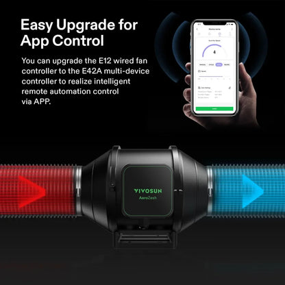 AeroZesh Inline EC Fan - S4 Inline EC Fan 4″ (353 m³/hr) + E12 Controller - DiscountHydro.com - 88.00 - Fans & Filters > Fan Controllers, Fans & Filters > Inline / Intake Fans, Vivosun