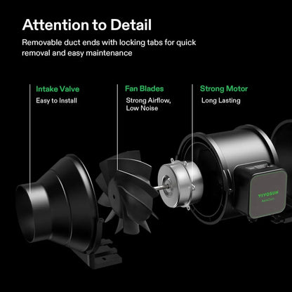 AeroZesh Inline EC Fan - S4 Inline EC Fan 4″ (353 m³/hr) + E12 Controller - DiscountHydro.com - 88.00 - Fans & Filters > Fan Controllers, Fans & Filters > Inline / Intake Fans, Vivosun