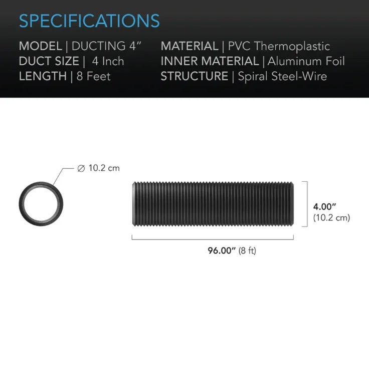 Ac Infinity, Flexible Four-Layer Ducting Designed for ventilation applications including HVAC, dryer, grow rooms and tents.