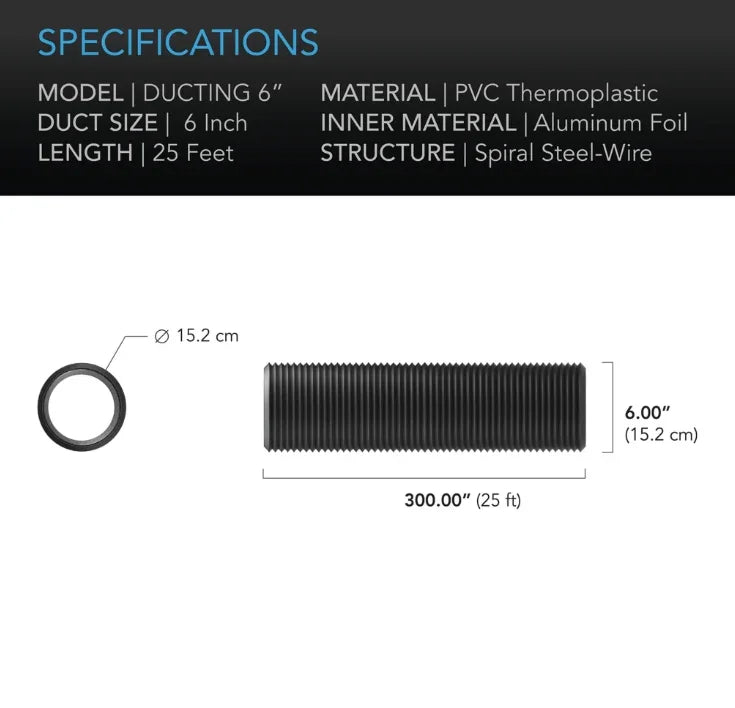 Ac Infinity, Flexible Four-Layer Ducting Designed for ventilation applications including HVAC, dryer, grow rooms and tents.