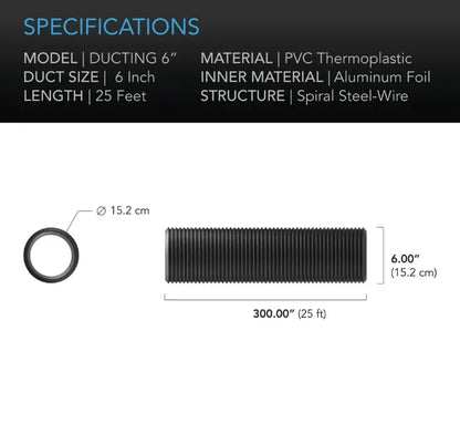 Ac Infinity, Flexible Four-Layer Ducting Designed for ventilation applications including HVAC, dryer, grow rooms and tents.