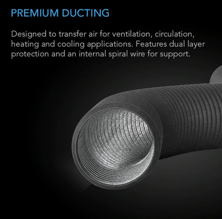 Ac Infinity, Flexible Four-Layer Ducting Designed for ventilation applications including HVAC, dryer, grow rooms and tents.