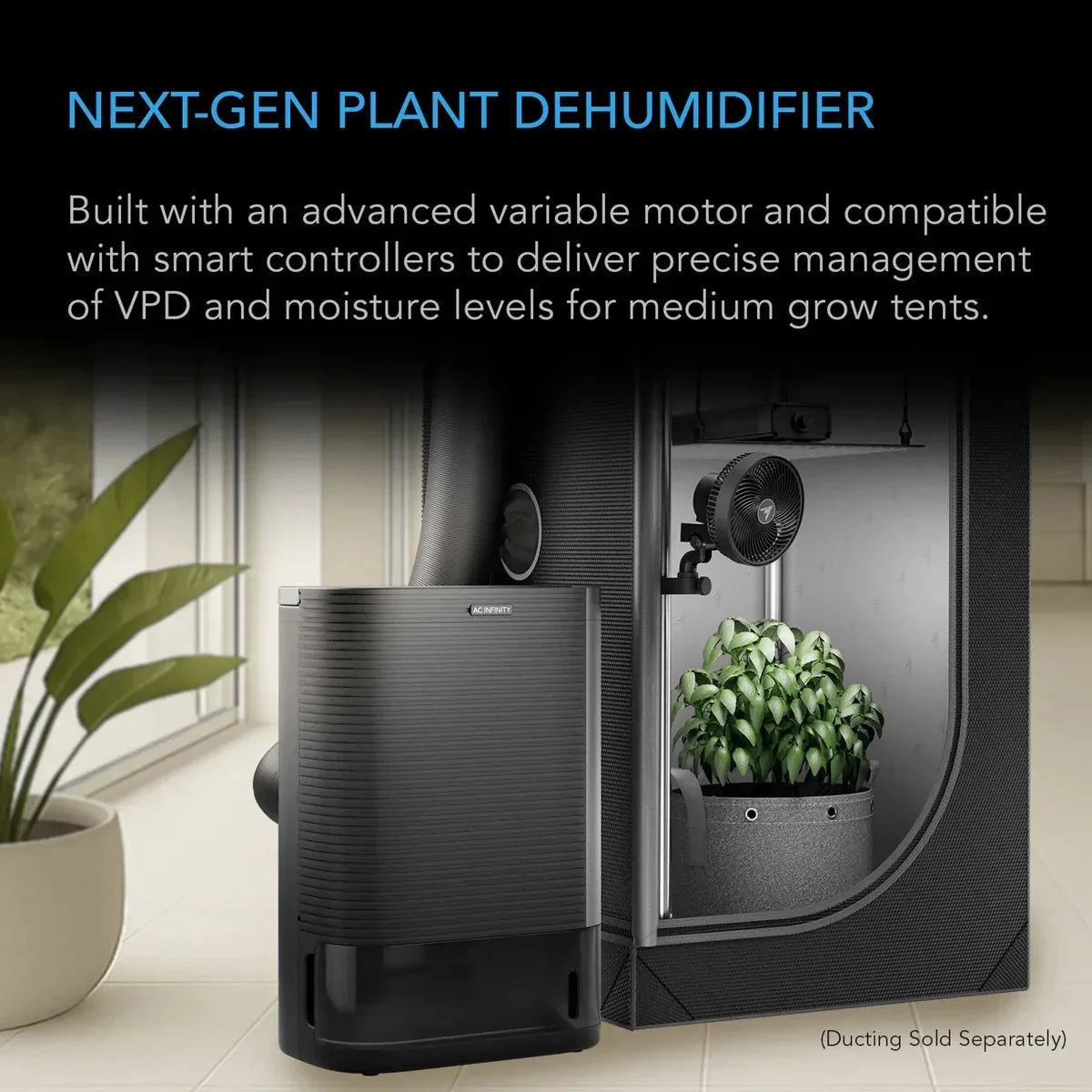 Next-gen plant dehumidifier delivers high-precision drying across all climate ranges, reducing moisture levels in grow tents