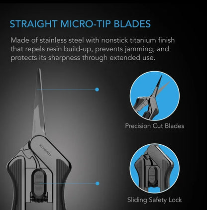 AC Infinity Harvest Tools Straight Pruning Shears A micro-tip shear designed for fine trimming, quick snips, and shaping