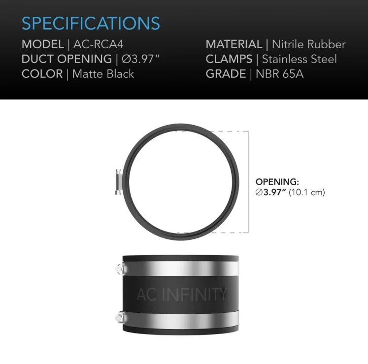 Noise Reduction Clamp, Duct Coupler with Stainless Steel Clamps 4 inch 6 inch 8 inch Rubber pipe coupling designed to