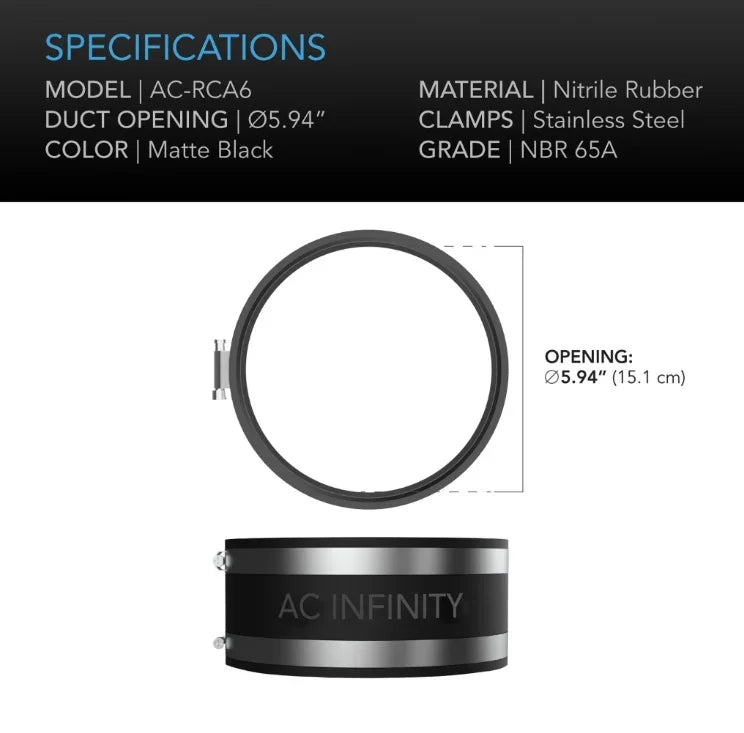 Noise Reduction Clamp, Duct Coupler with Stainless Steel Clamps 4 inch 6 inch 8 inch Rubber pipe coupling designed to