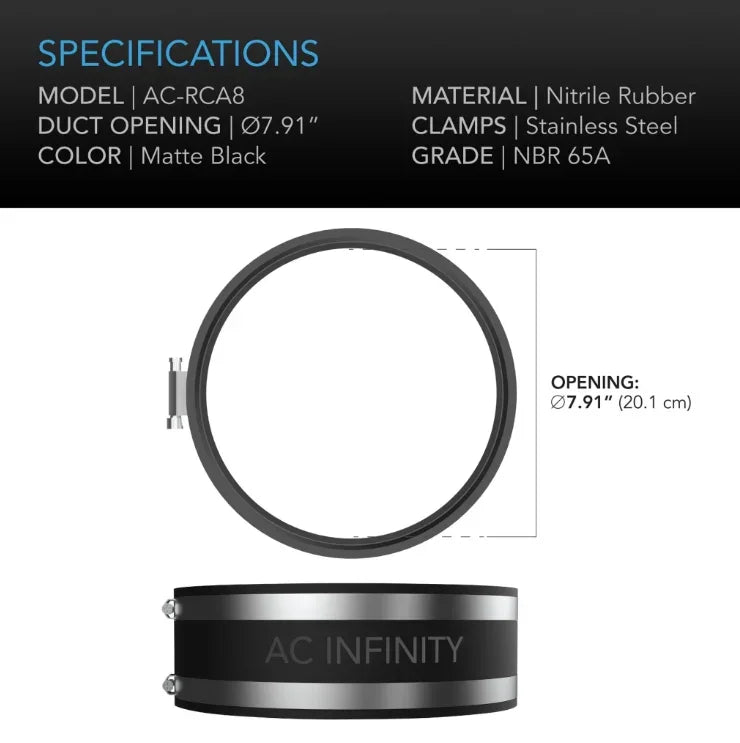 Noise Reduction Clamp, Duct Coupler with Stainless Steel Clamps 4 inch 6 inch 8 inch Rubber pipe coupling designed to