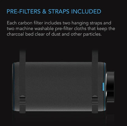 AC Infinity XL Carbon Filters A high-airflow inline duct filter designed to eliminate odours and chemicals, most used in