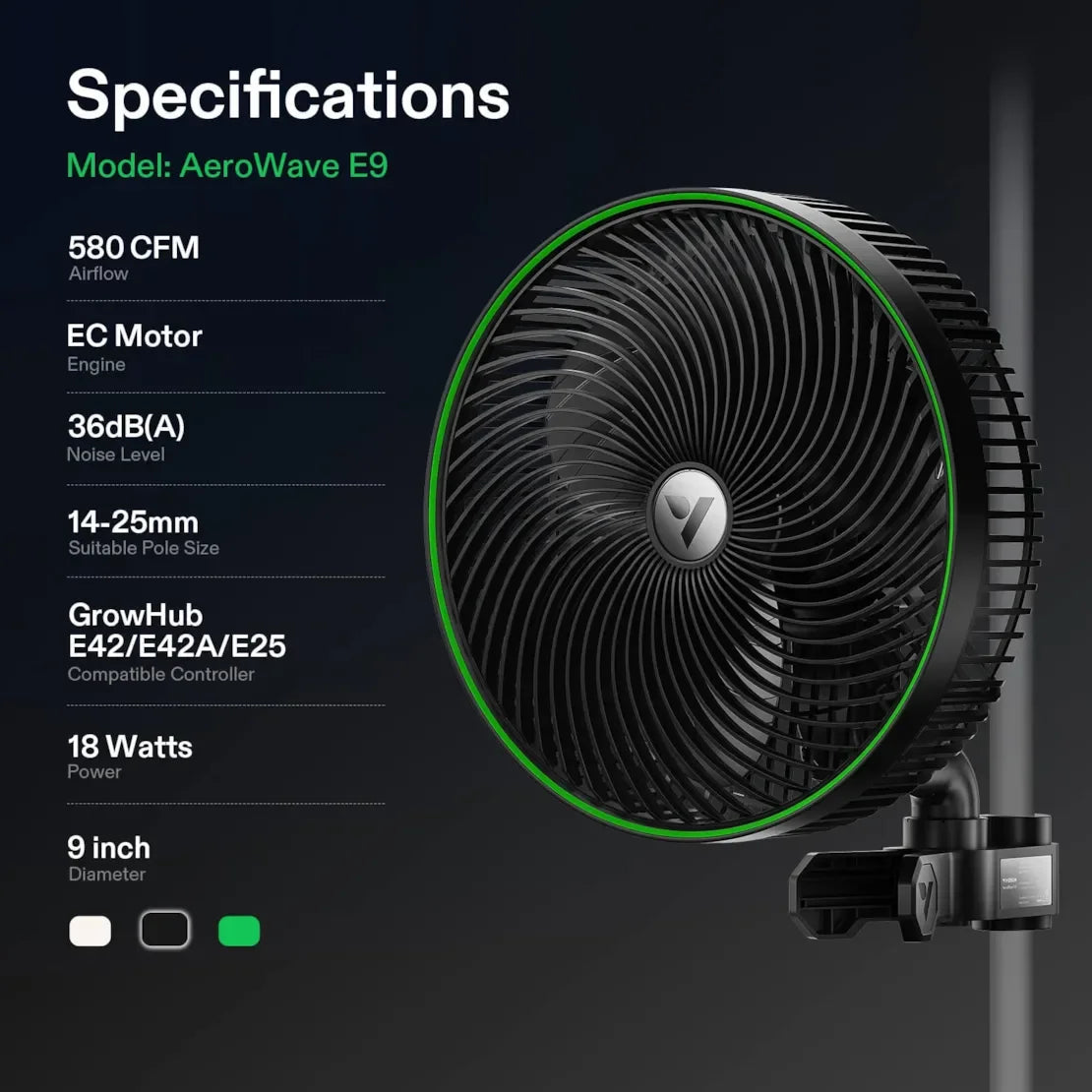AeroWave Fan - E6 Oscillation Clip-on Fan - 6" White - DiscountHydro.com - 48.99 - Fans & Filters > Circulations Fans, Vivosun