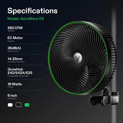 AeroWave Fan - E6 Oscillation Clip-on Fan - 6" White - DiscountHydro.com - 48.99 - Fans & Filters > Circulations Fans, Vivosun