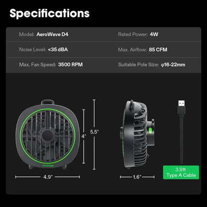 AeroWave Fan - E6 Oscillation Clip-on Fan - 6" White - DiscountHydro.com - 48.99 - Fans & Filters > Circulations Fans, Vivosun