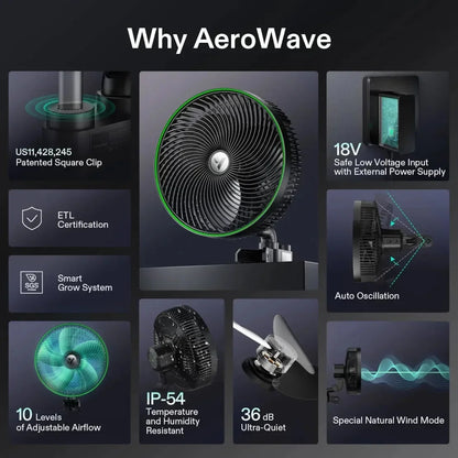 AeroWave Fan - E6 Oscillation Clip-on Fan - 6" White - DiscountHydro.com - 48.99 - Fans & Filters > Circulations Fans, Vivosun