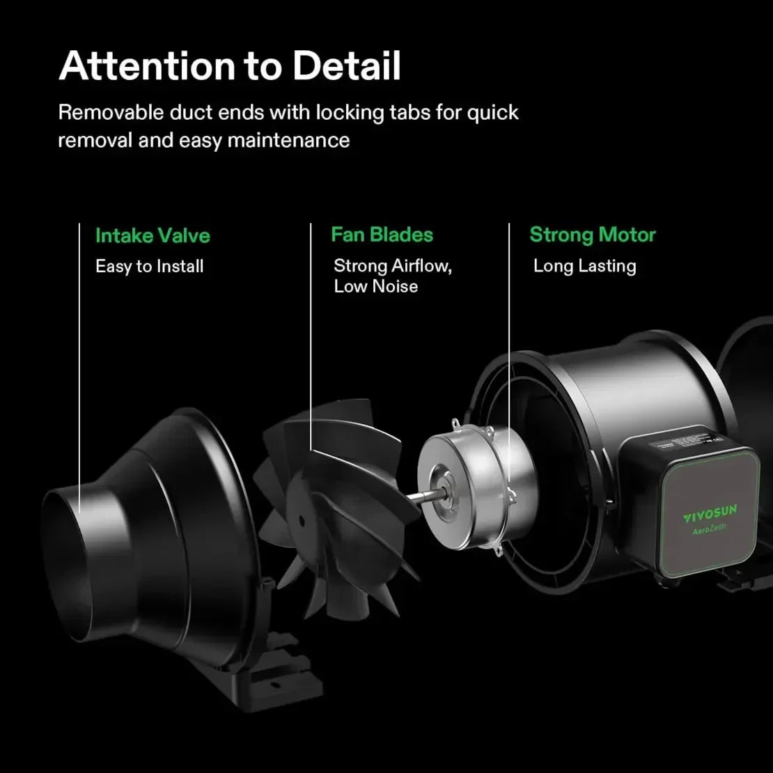 AeroZesh Inline EC Fan - S4 Inline EC Fan 4″ (353 m³/hr) + E12 Controller - DiscountHydro.com - 88.99 - Fans & Filters > Fan Controllers, Fans & Filters > Inline / Intake Fans, Vivosun