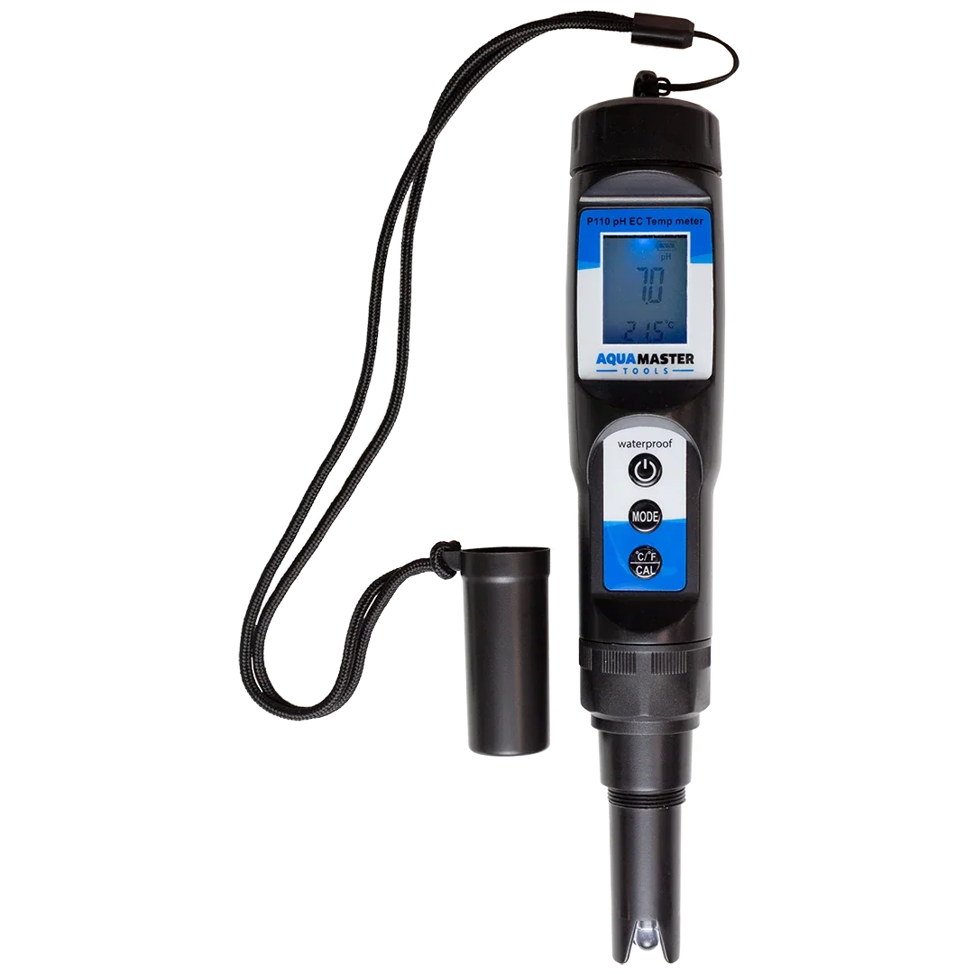 Aqua Master: P110 Pro Combo Pen Single unit to measure pH and EC Large easy to read, digital display IP67 waterproof rated