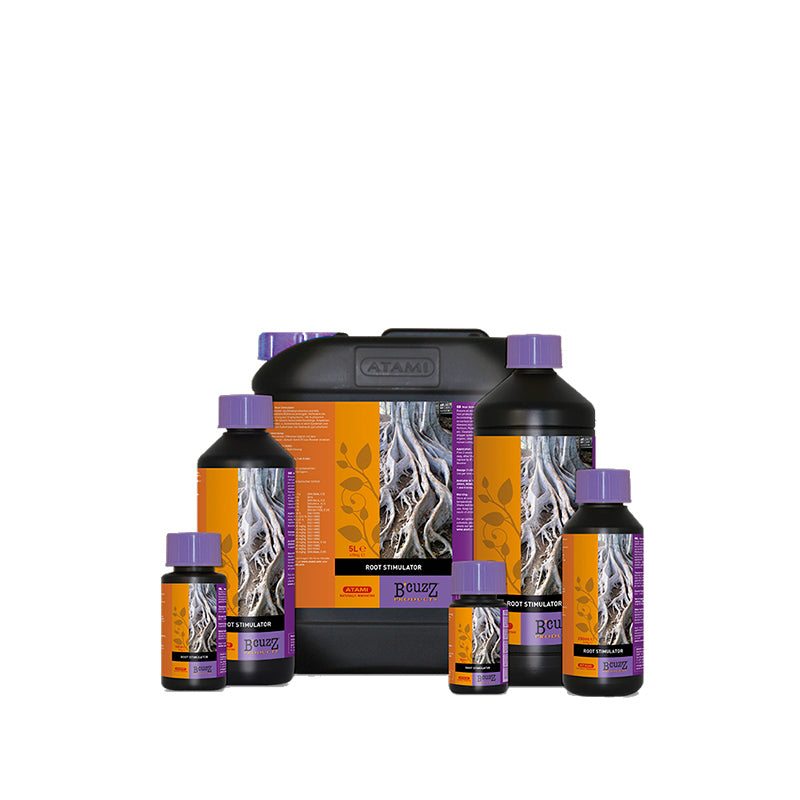 Group image of all Atami B'cuzz Root Stimulator bottle size against a white background 