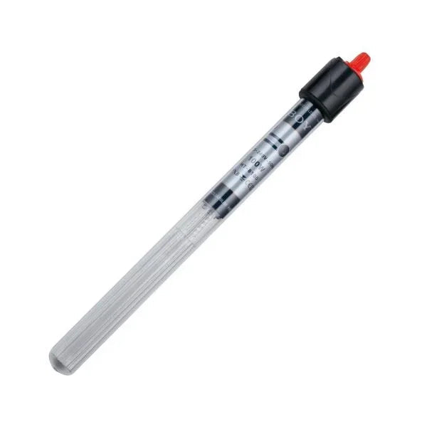 Clear glass hydroponic replacement test tube with black cap and red tip