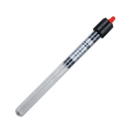Clear glass hydroponic replacement test tube with black cap and red tip