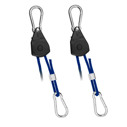 Strong easy to adjust rope ratchets. Great to mount your equipment in your grow room. Strong durable metal gears.