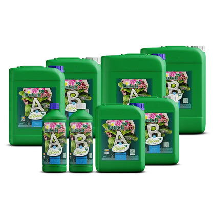 Hydro/Coco base feeds for your most intense yield! Tailored specifically for hydro/coco, our A+B Grow and Bloom Hydro/Coco