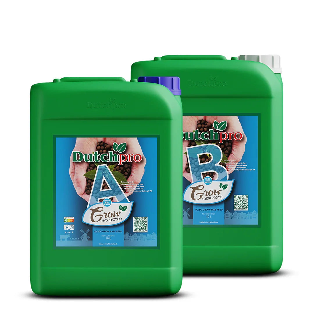 DutchPro Hydro/Coco Grow A + B Soft Water Hydro/Coco base feeds for your most intense yield! Tailored specifically for