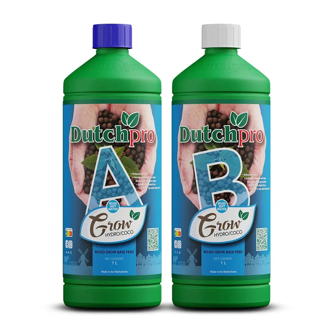 DutchPro Hydro/Coco Grow A + B Soft Water Hydro/Coco base feeds for your most intense yield! Tailored specifically for