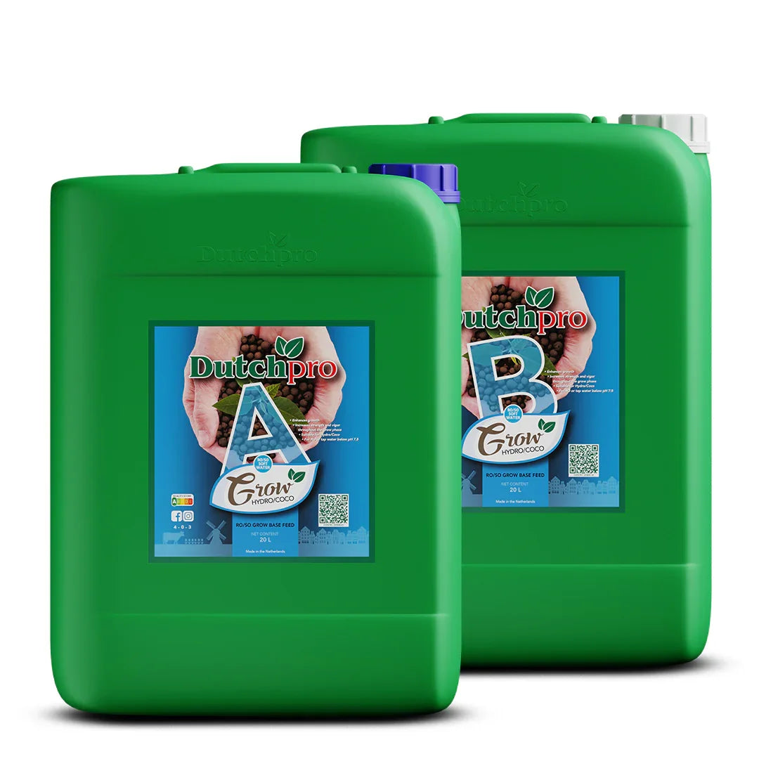 DutchPro Hydro/Coco Grow A + B Soft Water Hydro/Coco base feeds for your most intense yield! Tailored specifically for