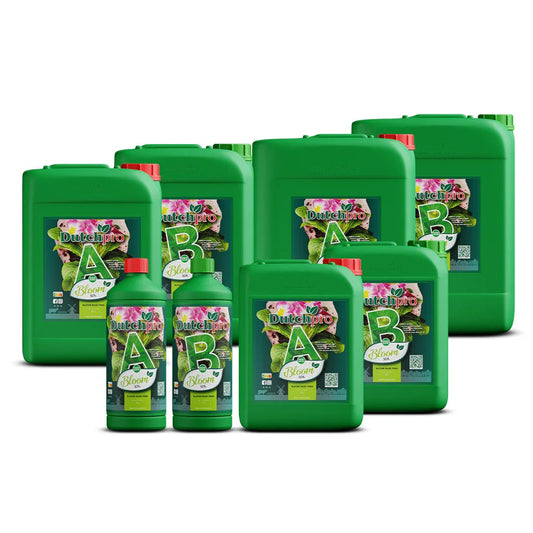 DutchPro Soil Bloom A+B Hard Water Soil base feeds for your most intense yield! Tailored specifically for soil, our A+B Grow
