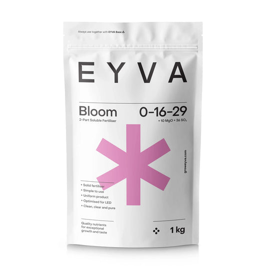 EYVA BLOOM 2-part soluble fertiliser EYVA Bloom is a carefully composed blend of essential flower minerals, specially tuned