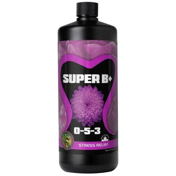 Super B+ Stress Relief plant nutrient bottle with 0-5-3 NPK ratio
