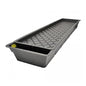 Gray plastic trough with textured bottom on a white background