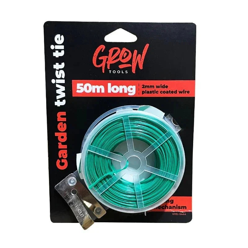 Garden Twist Tie is a green PVC-coated garden wire - an essential to a grower’s hydroponic tool kit. Ideal for tying,