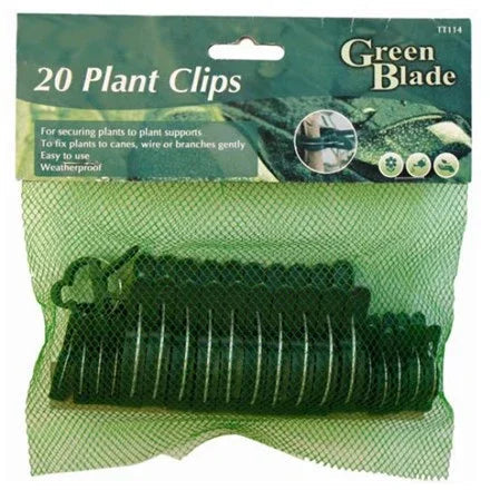 A pack of 20 plant clips for gently securing stems and branches to supports as they grow, helping train and shape your